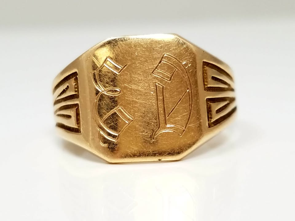 Art Deco Era 10k Yellow Gold Signet Ring