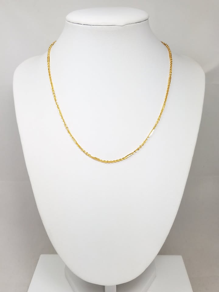Stunning 16" Solid 22k Yellow Gold Fancy Bar Link Chain Necklace