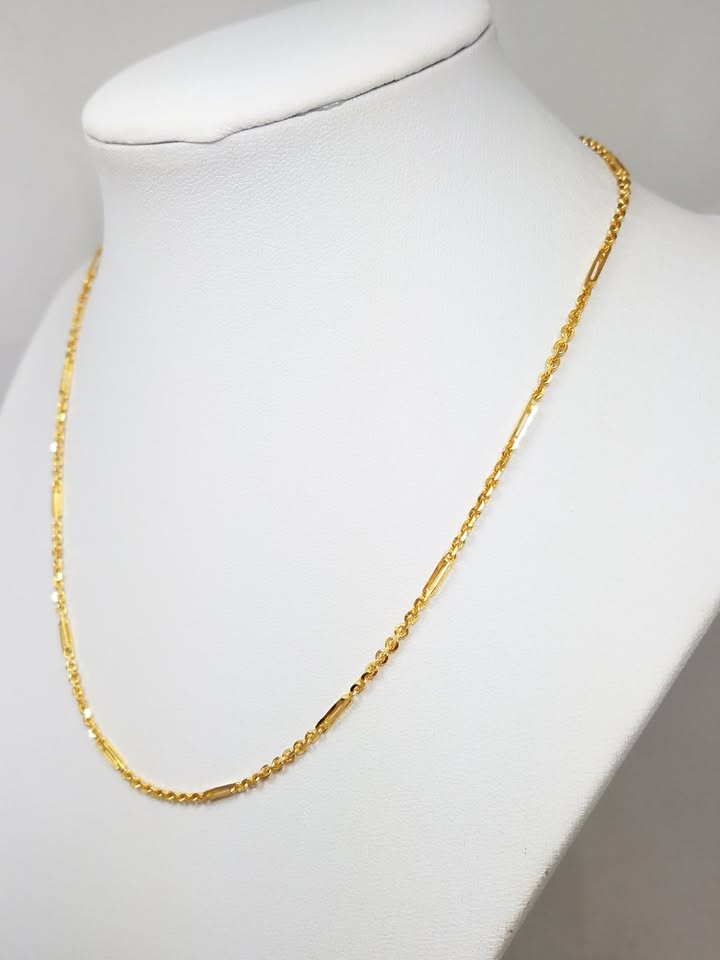 Stunning 16" Solid 22k Yellow Gold Fancy Bar Link Chain Necklace