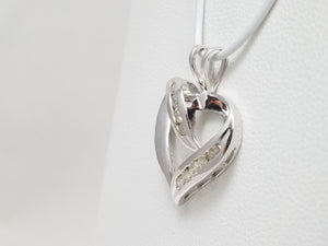 Dainty 10k White Gold Natural Diamond Heart Pendant