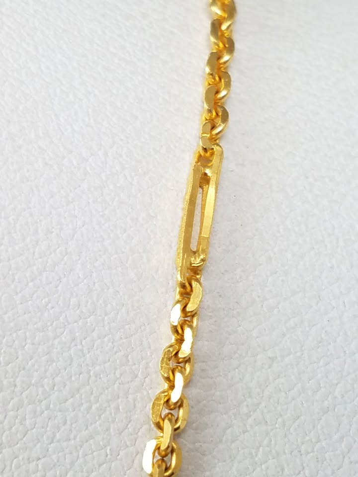 Stunning 16" Solid 22k Yellow Gold Fancy Bar Link Chain Necklace