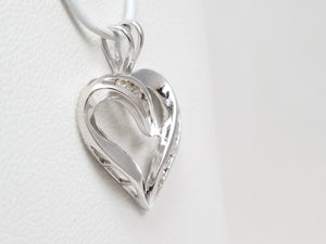 Dainty 10k White Gold Natural Diamond Heart Pendant