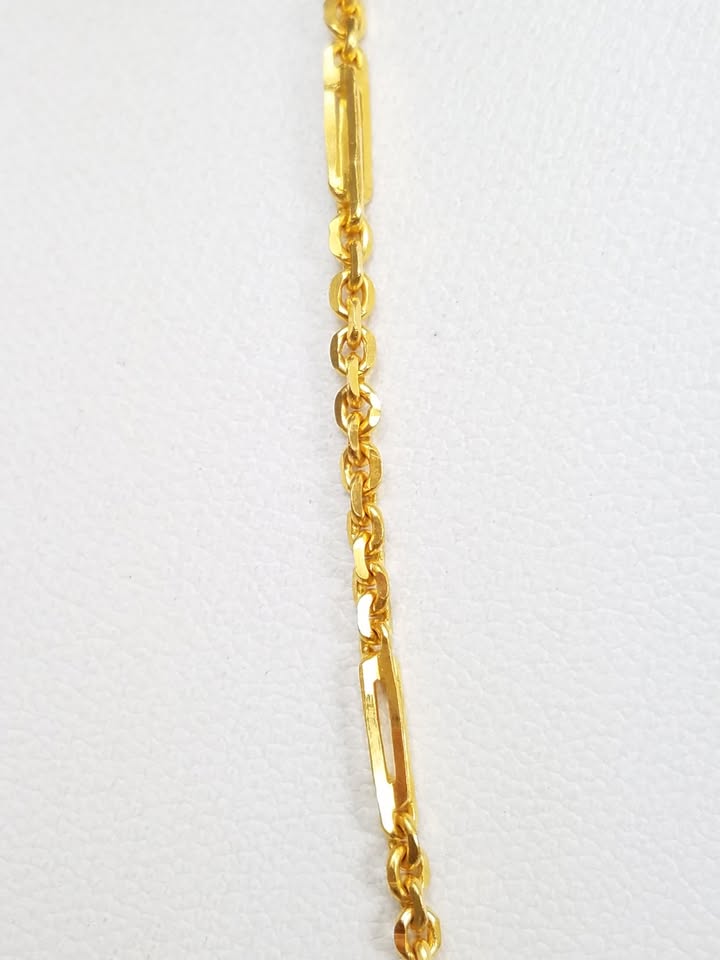 Stunning 16" Solid 22k Yellow Gold Fancy Bar Link Chain Necklace