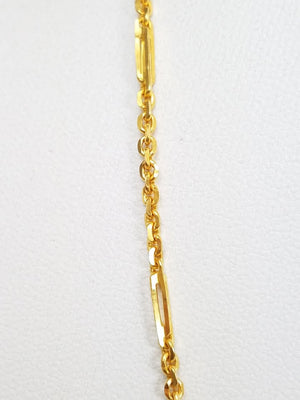 Stunning 16" Solid 22k Yellow Gold Fancy Bar Link Chain Necklace