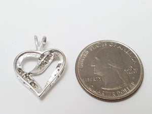 Dainty 10k White Gold Natural Diamond Heart Pendant