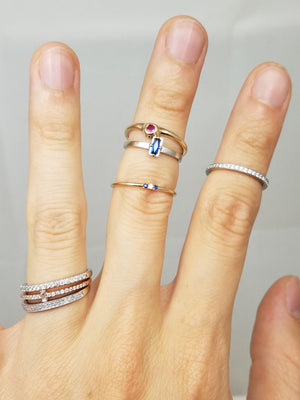 Seven Cool 10k-18k Gold Natural Gemstone Stack Ring Lot