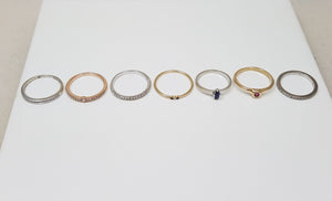 Seven Cool 10k-18k Gold Natural Gemstone Stack Ring Lot