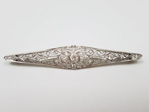 Elegant Early 1900's Platinum 14kYellow Gold Natural Diamond Pin