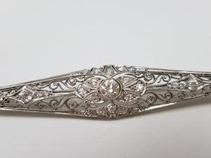 Elegant Early 1900's Platinum 14kYellow Gold Natural Diamond Pin