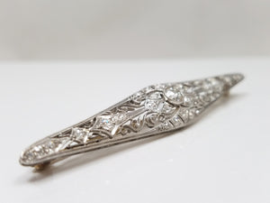 Elegant Early 1900's Platinum 14kYellow Gold Natural Diamond Pin