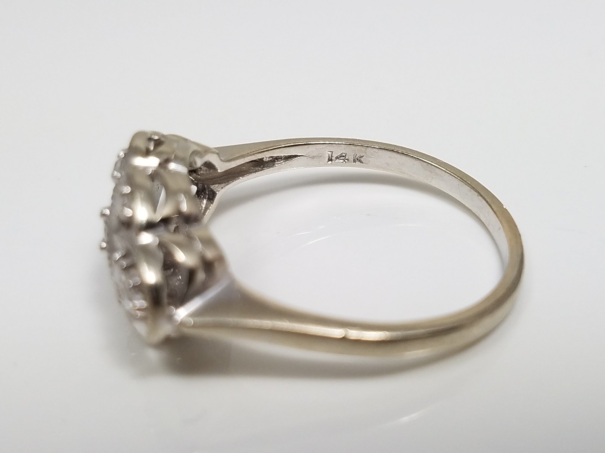 Vintage Natural Diamond 14k White Gold Princess Ring