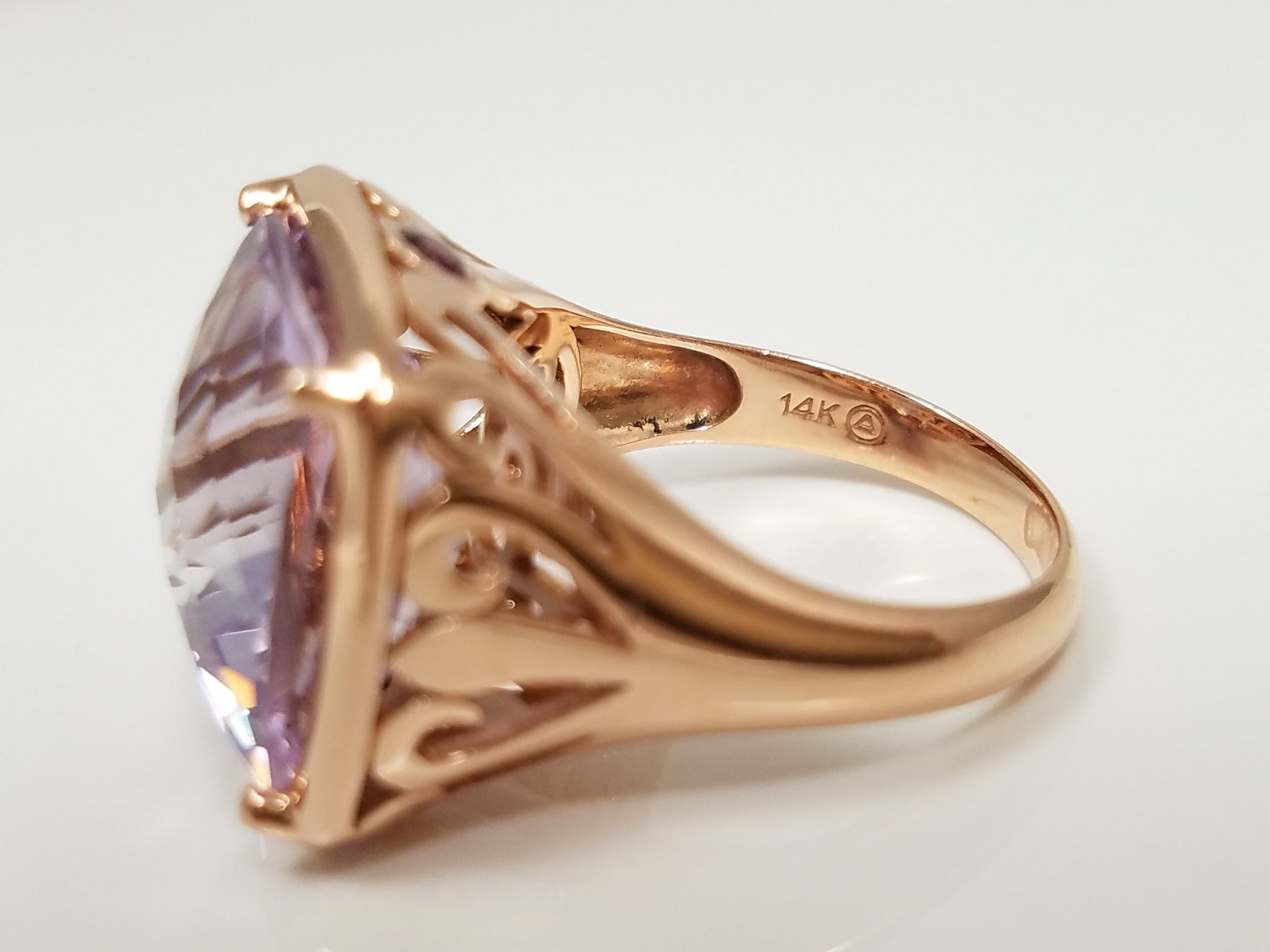 Grand 14k RoseGold Natural Amethyst Tourmaline Ring