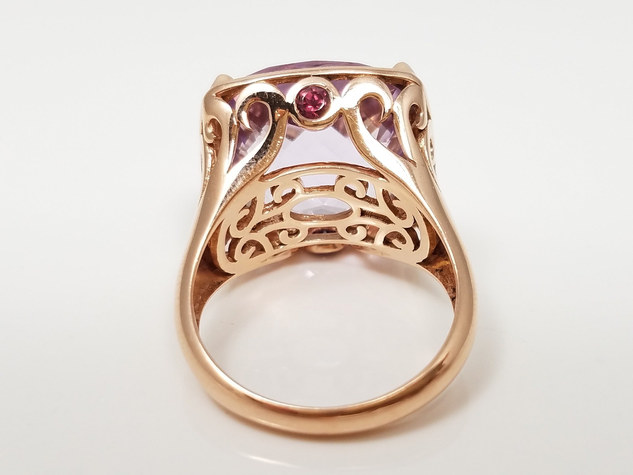 Grand 14k RoseGold Natural Amethyst Tourmaline Ring