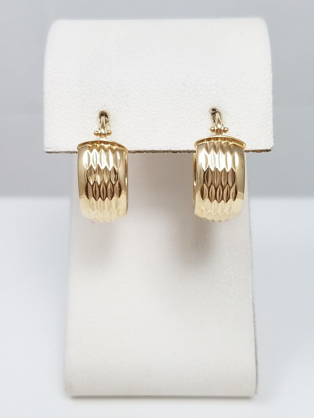 14k Yellow Gold Textured Hoop Earrings