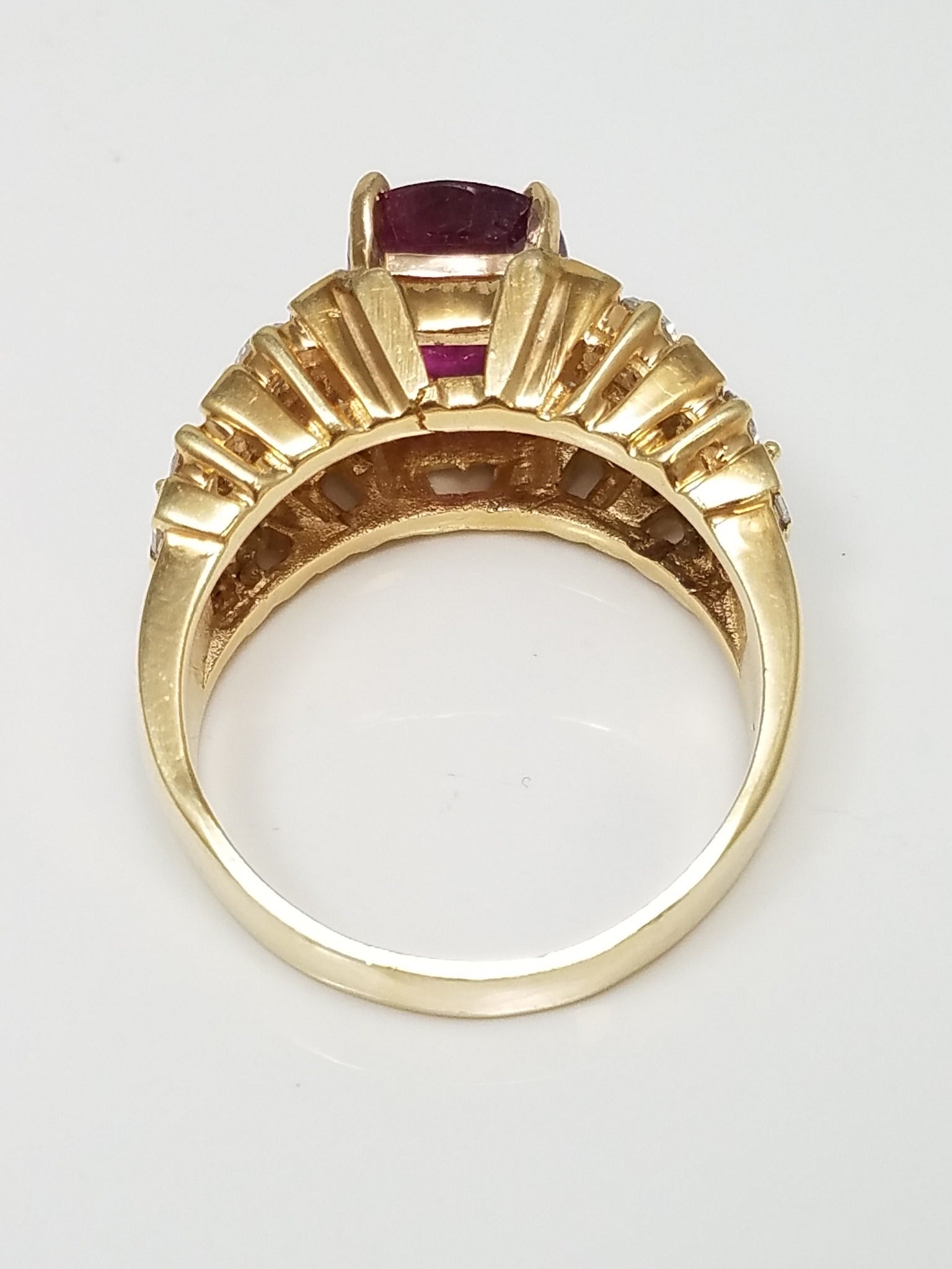 Extravagant 14k Yellow Gold Natural Ruby Diamond Custom Ring