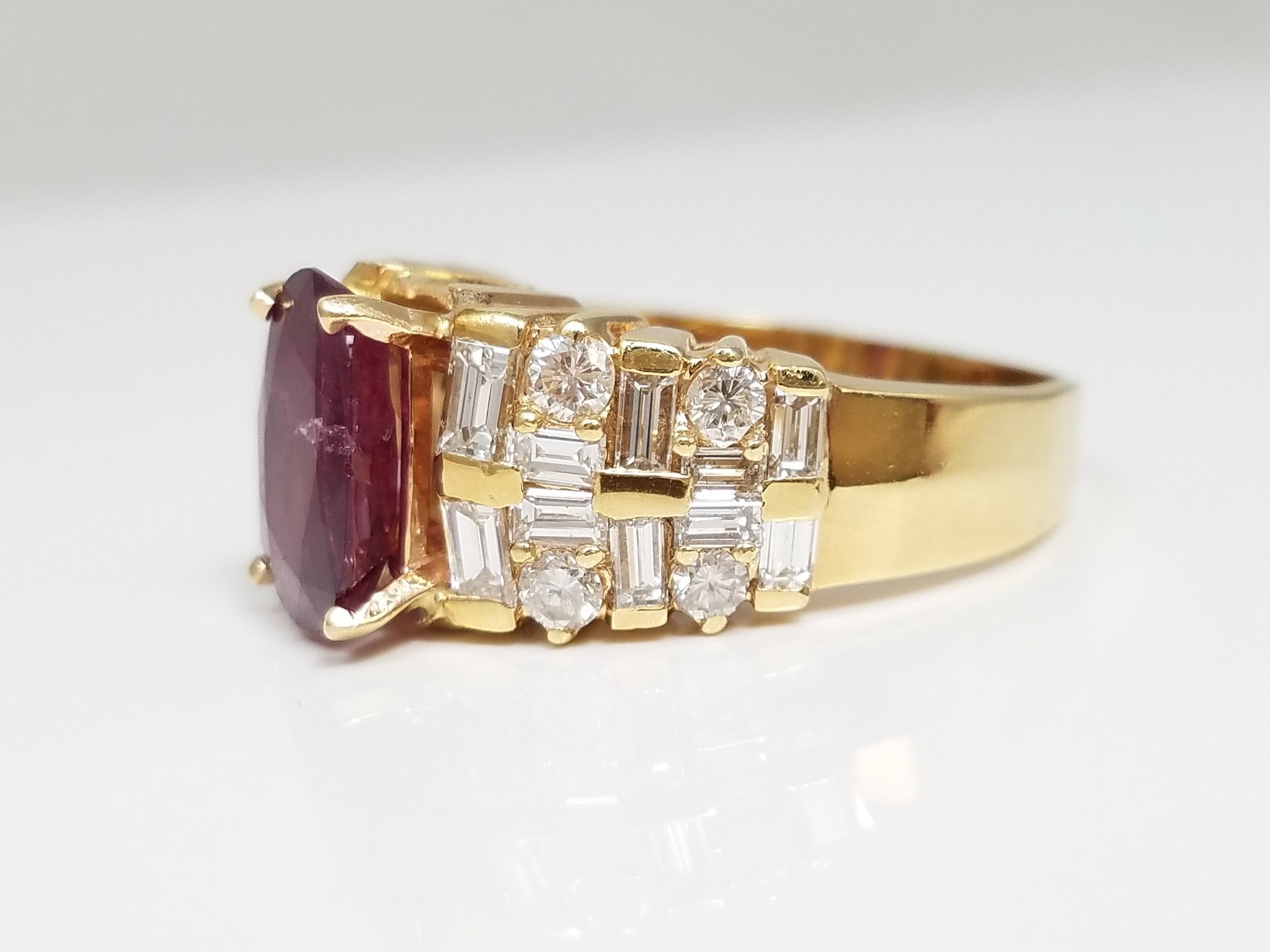 Extravagant 14k Yellow Gold Natural Ruby Diamond Custom Ring
