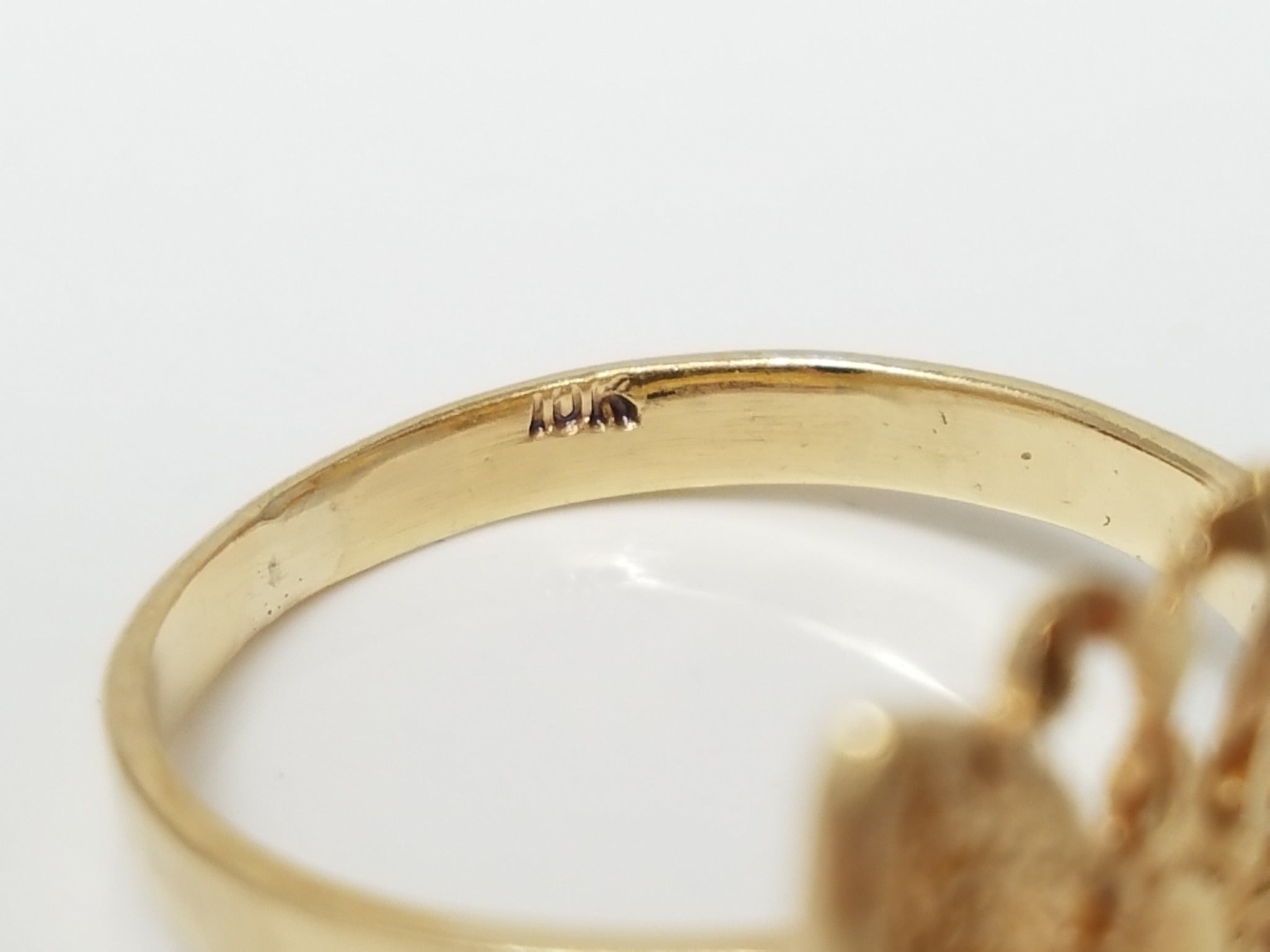 Precious 10k Yellow Gold Diamond Cut Butterfly Ring