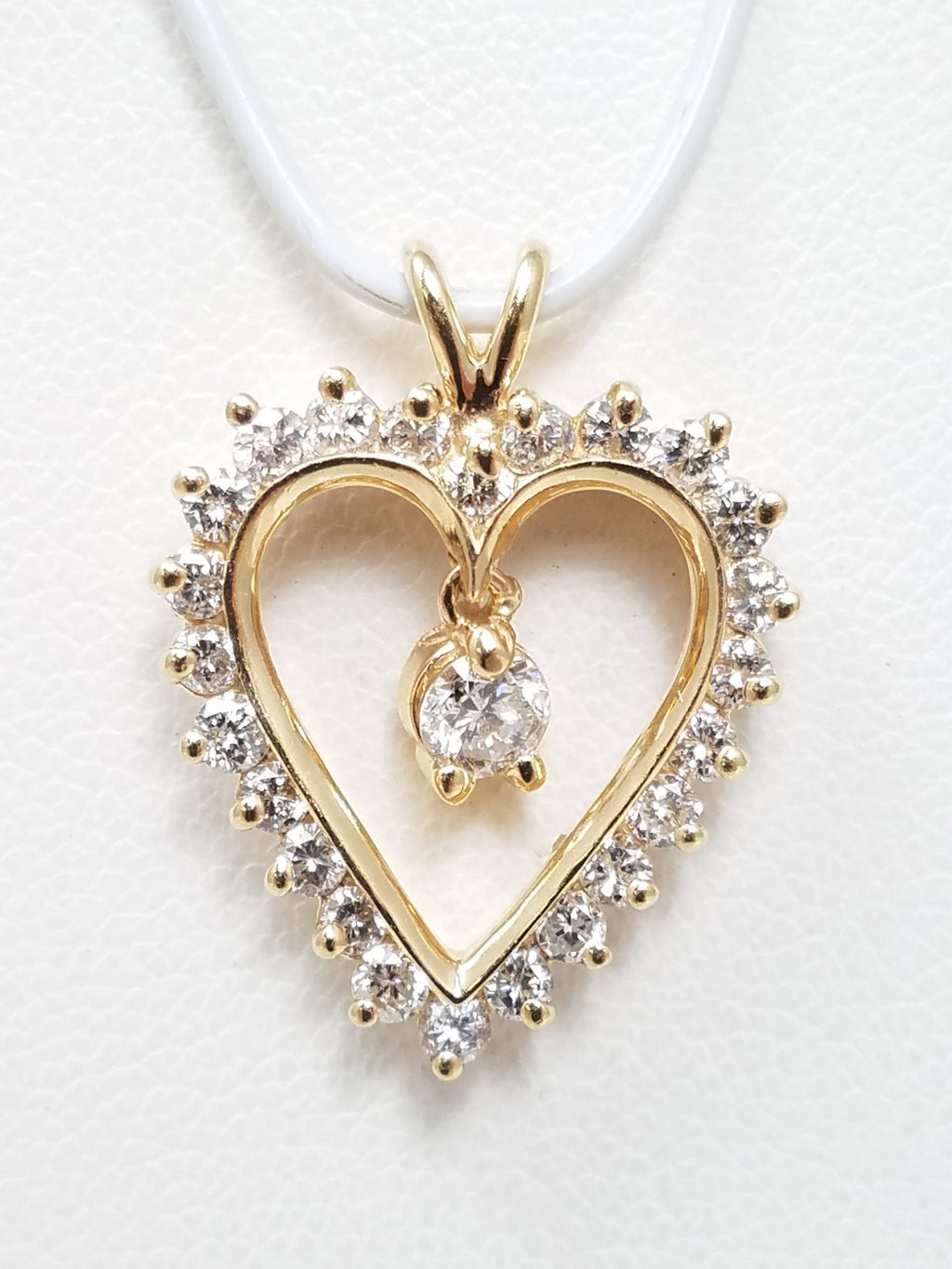 Gorgeous 14k Yellow Gold Natural Diamond Heart Dangle Pendant