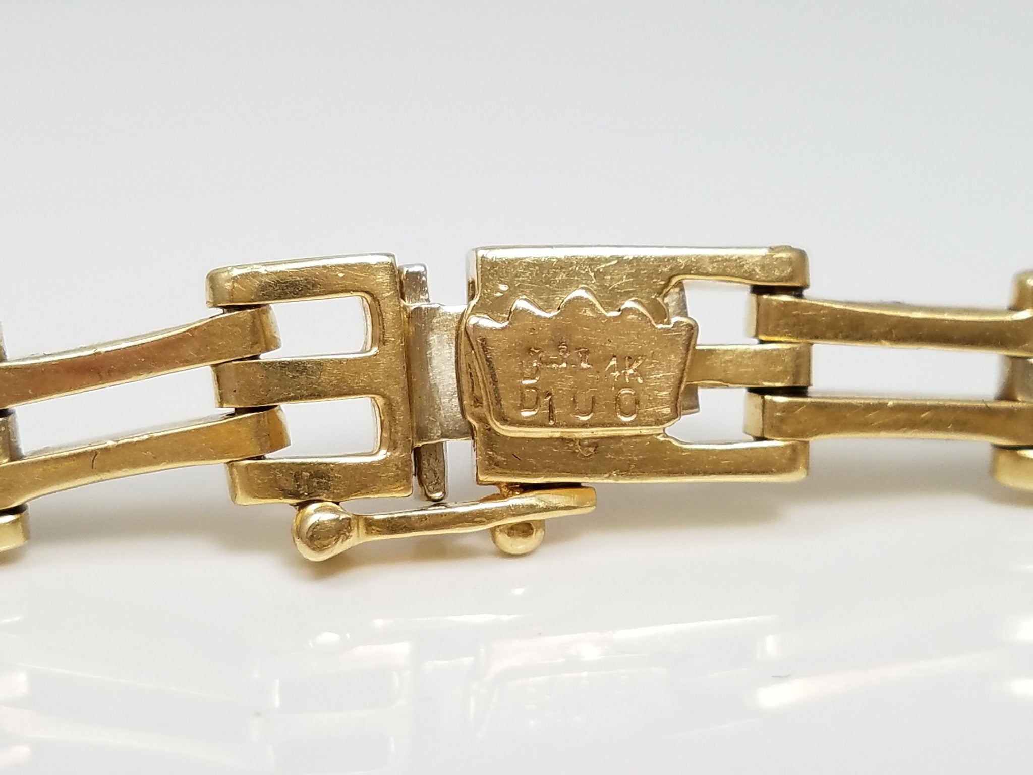 Dapper 8" Men's 14k Two Tone Gold 1ctw Natural Diamond Bar Link Bracelet