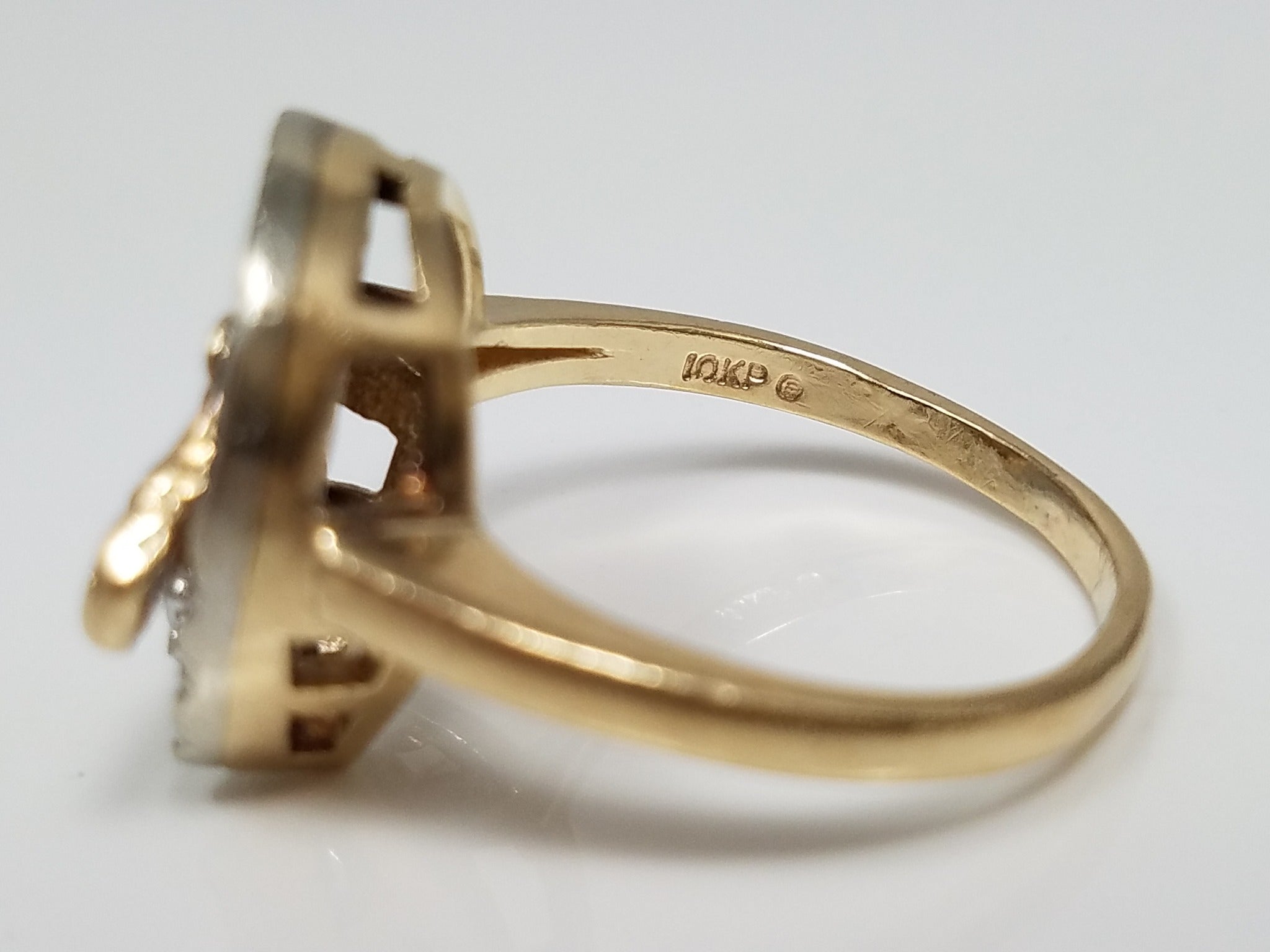 Natural Diamond 10k Two Tone Gold Horseshoe Ring