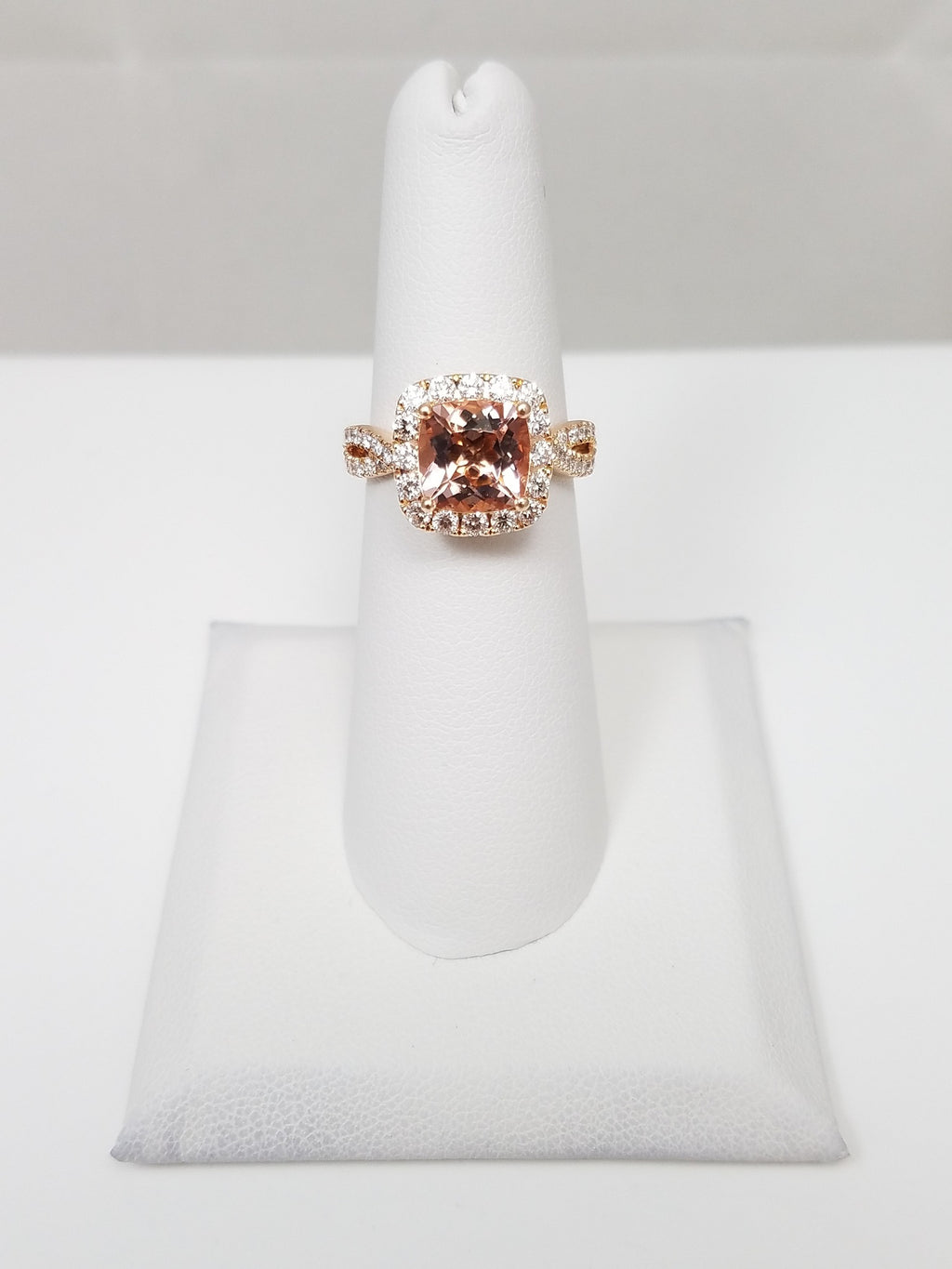 $4,500 Retail Neil Lane 14k Rose Gold 1.5ct Natural Morganite & 1ctw Natural Diamond Ring