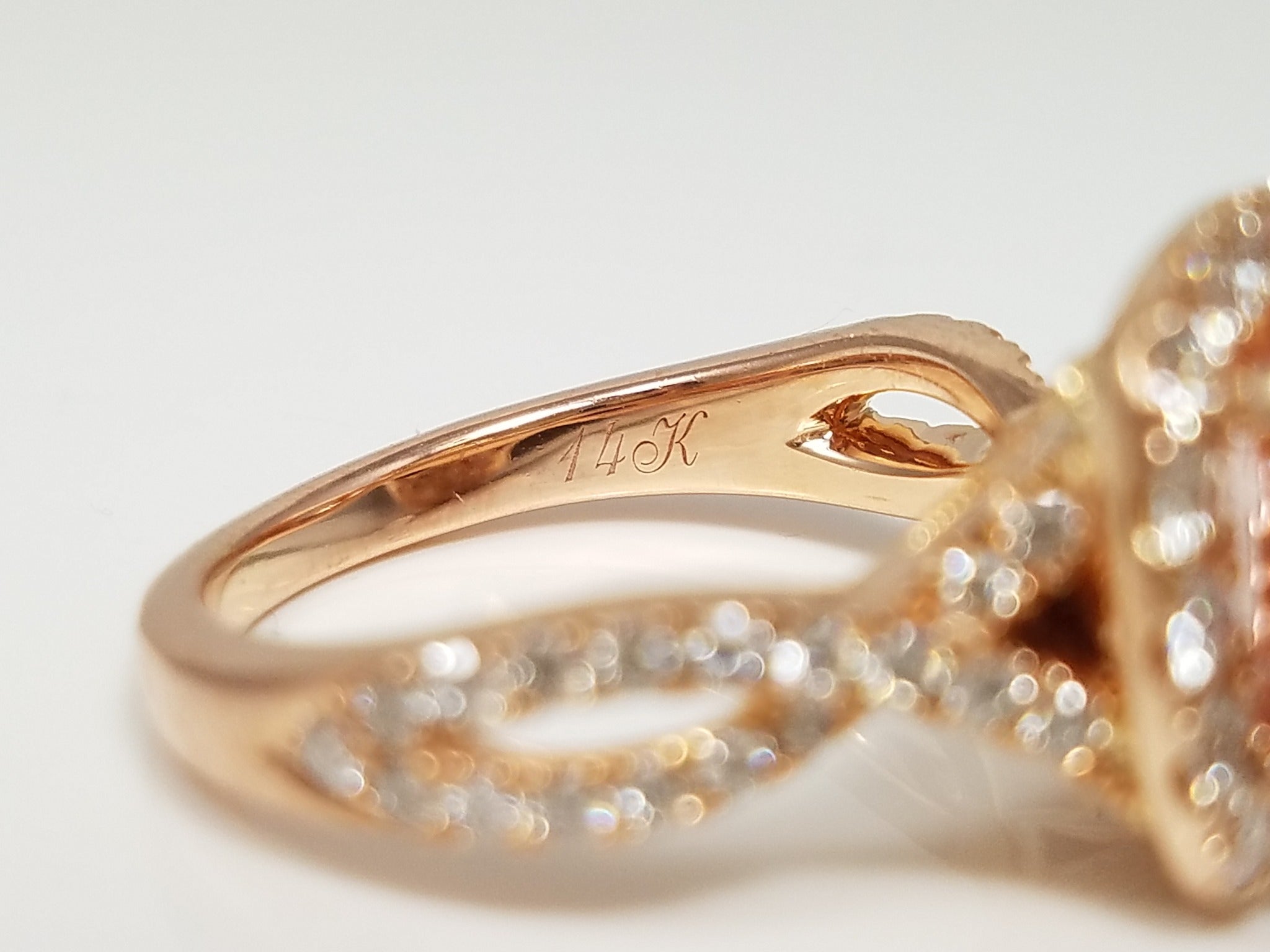 $4,500 Retail Neil Lane 14k Rose Gold 1.5ct Natural Morganite & 1ctw Natural Diamond Ring