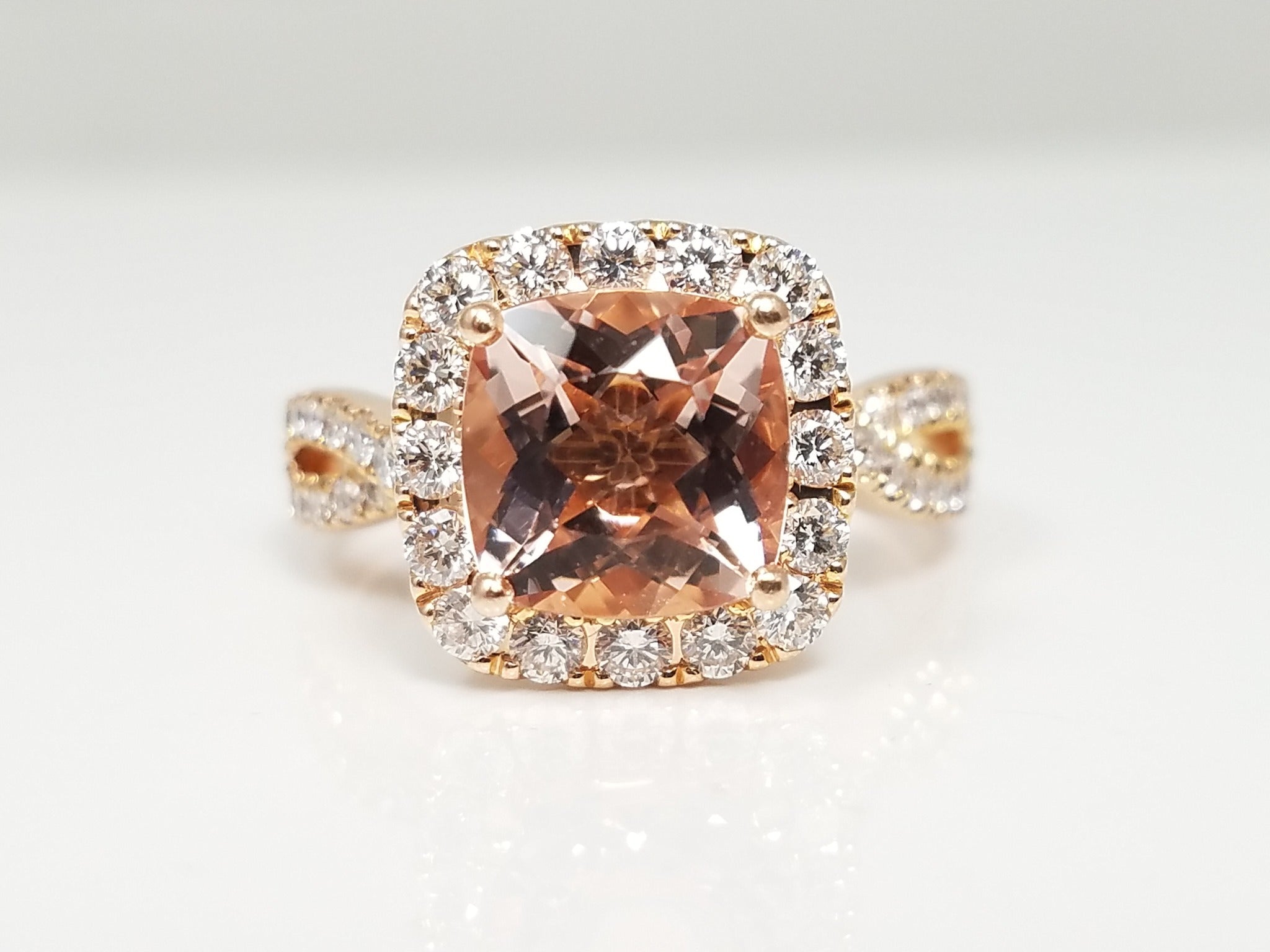$4,500 Retail Neil Lane 14k Rose Gold 1.5ct Natural Morganite & 1ctw Natural Diamond Ring