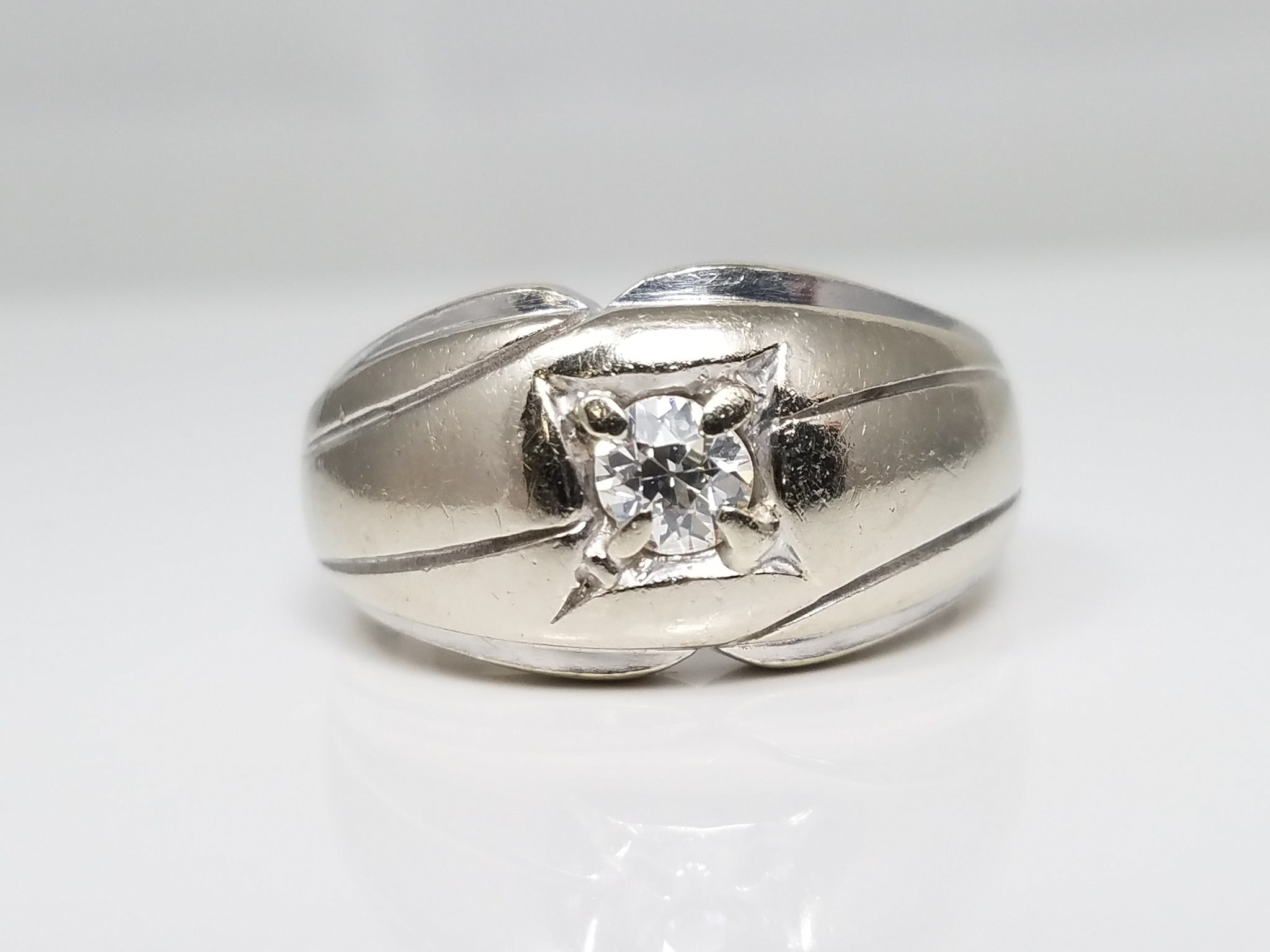 Vintage 14k White Gold Natural Diamond Ring