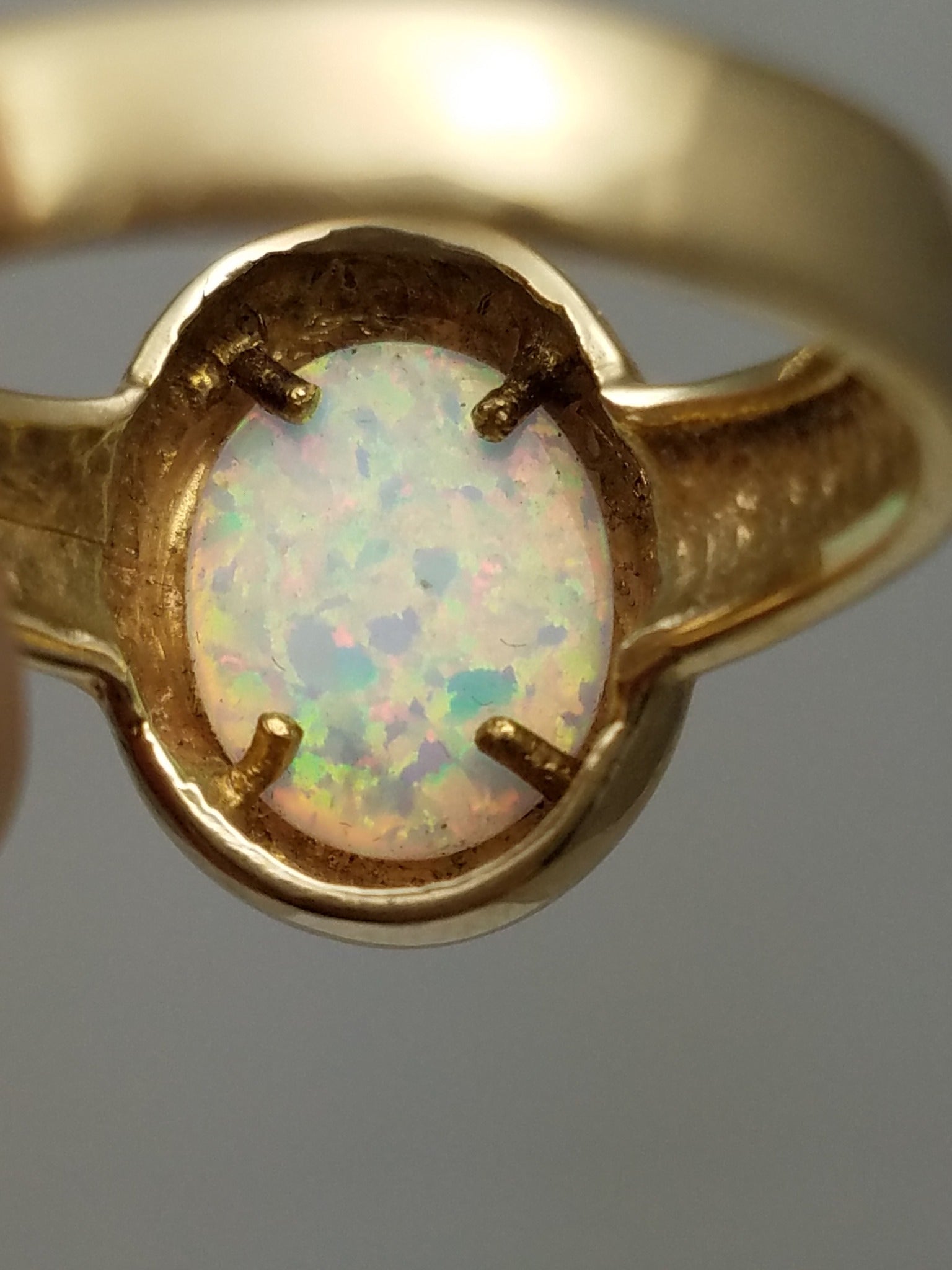Colorful 14k Yellow Gold Lab Created Opal Bezel Ring – Rick Kleinvehn ...