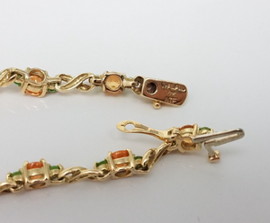 3ctw Natural Spessartine & Tsavorite 14k Gold Bracelet