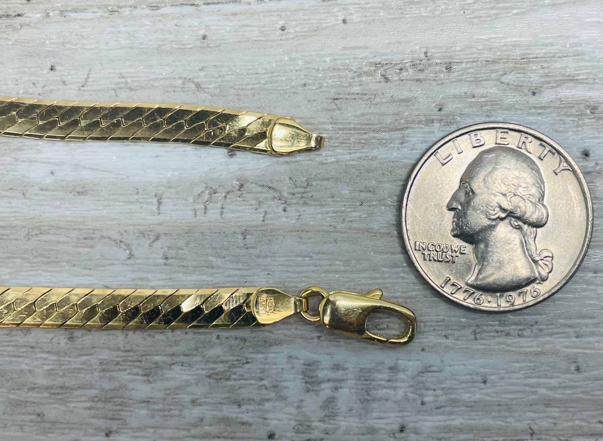 24" 14k Solid Yellow Gold Double Herringbone Chain Italy