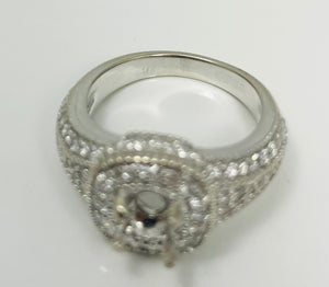 Stunning Natural Diamond 14k White Gold Engagement Ring Mount