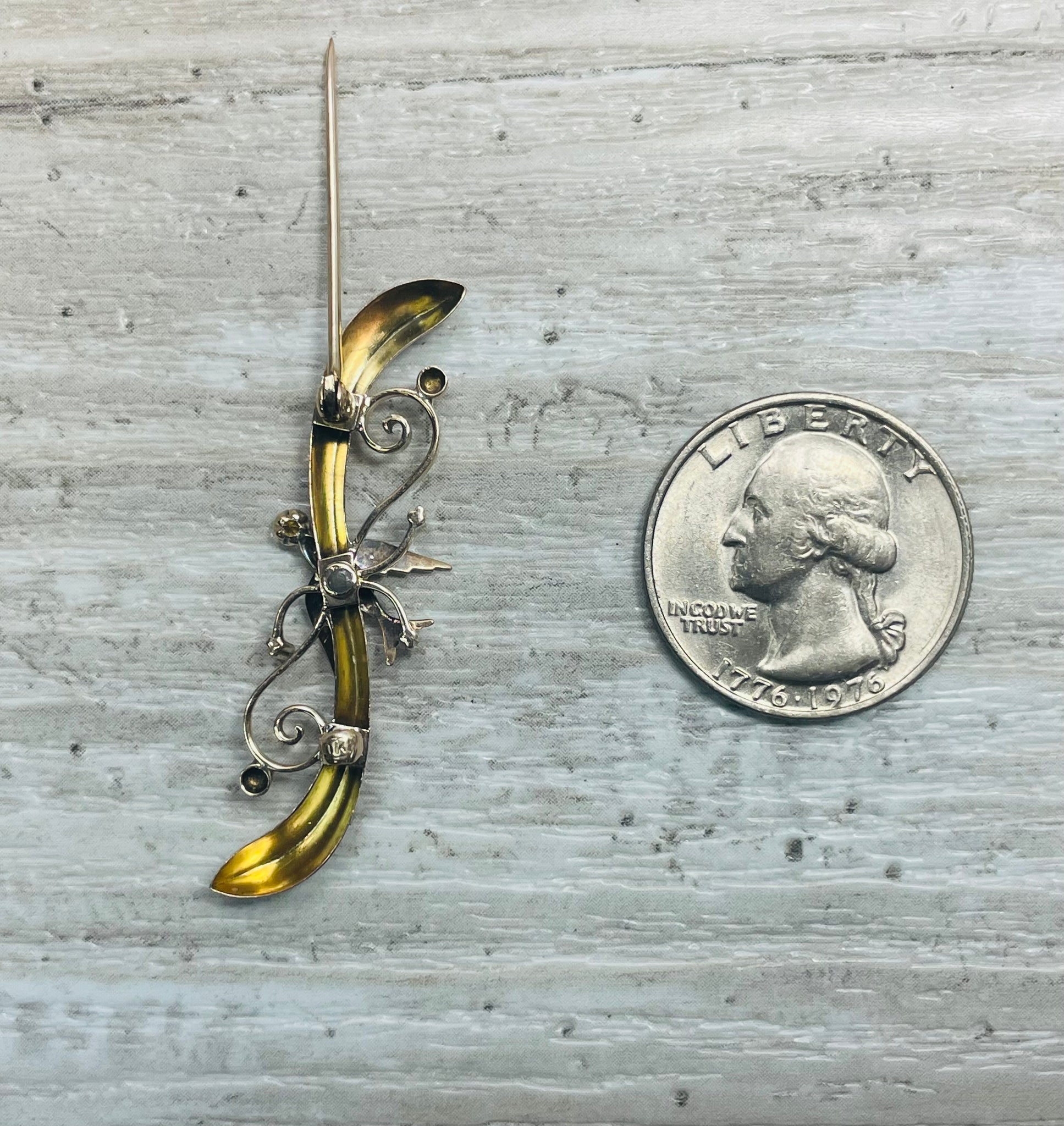 Victorian 10k Gold Sparrow Pin Brooch