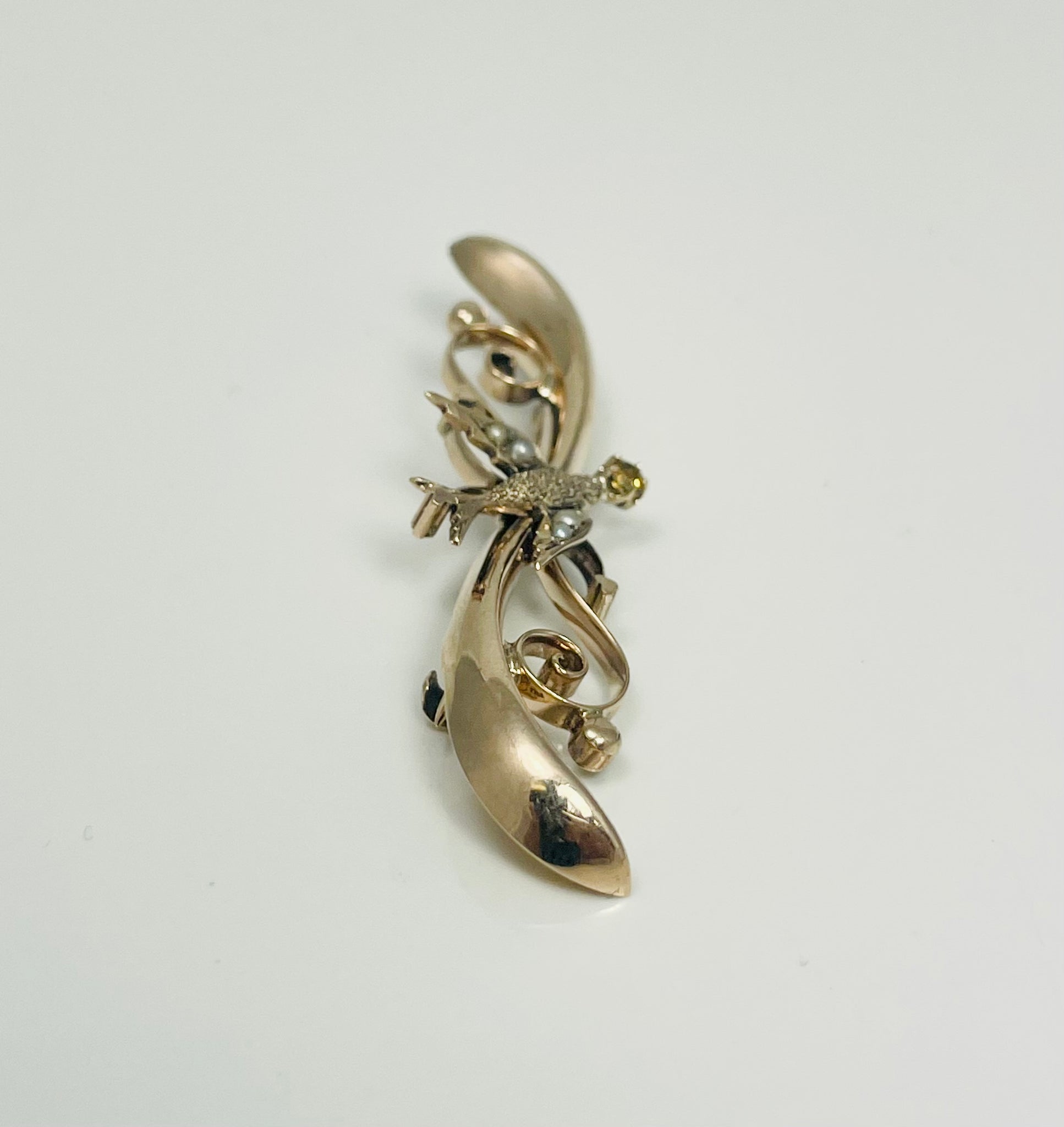 Victorian 10k Gold Sparrow Pin Brooch