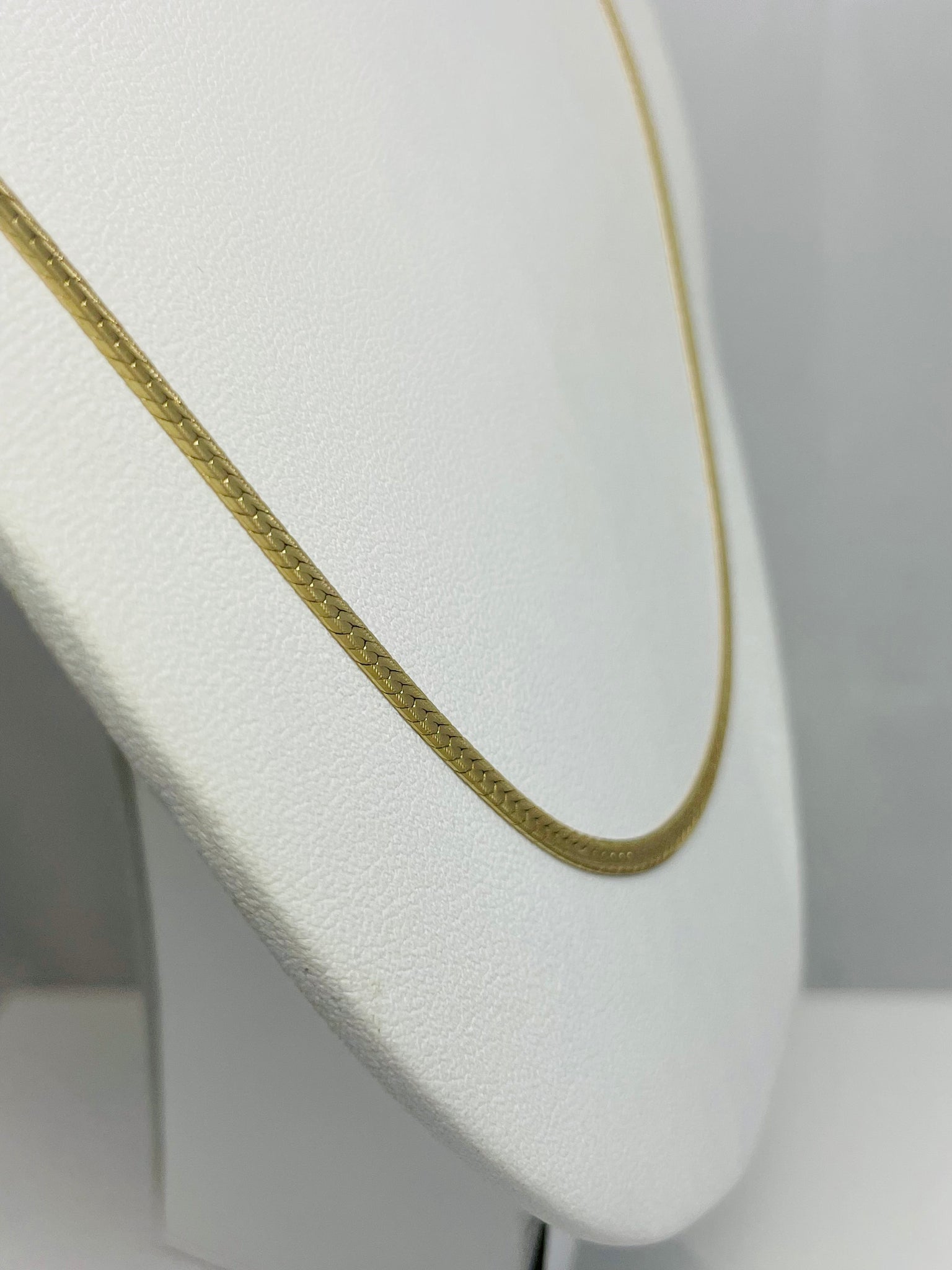 24" 14k Solid Yellow Gold Diamond Cut Herringbone Chain Necklace Italy