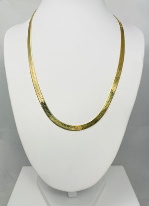 18" 14k Solid Yellow Gold Double Herringbone Chain Necklace