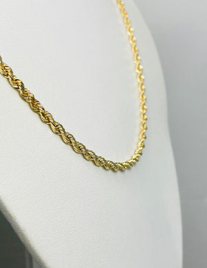 New! 18" 14k Solid Yellow Gold Diamond Cut Rope Chain Necklace