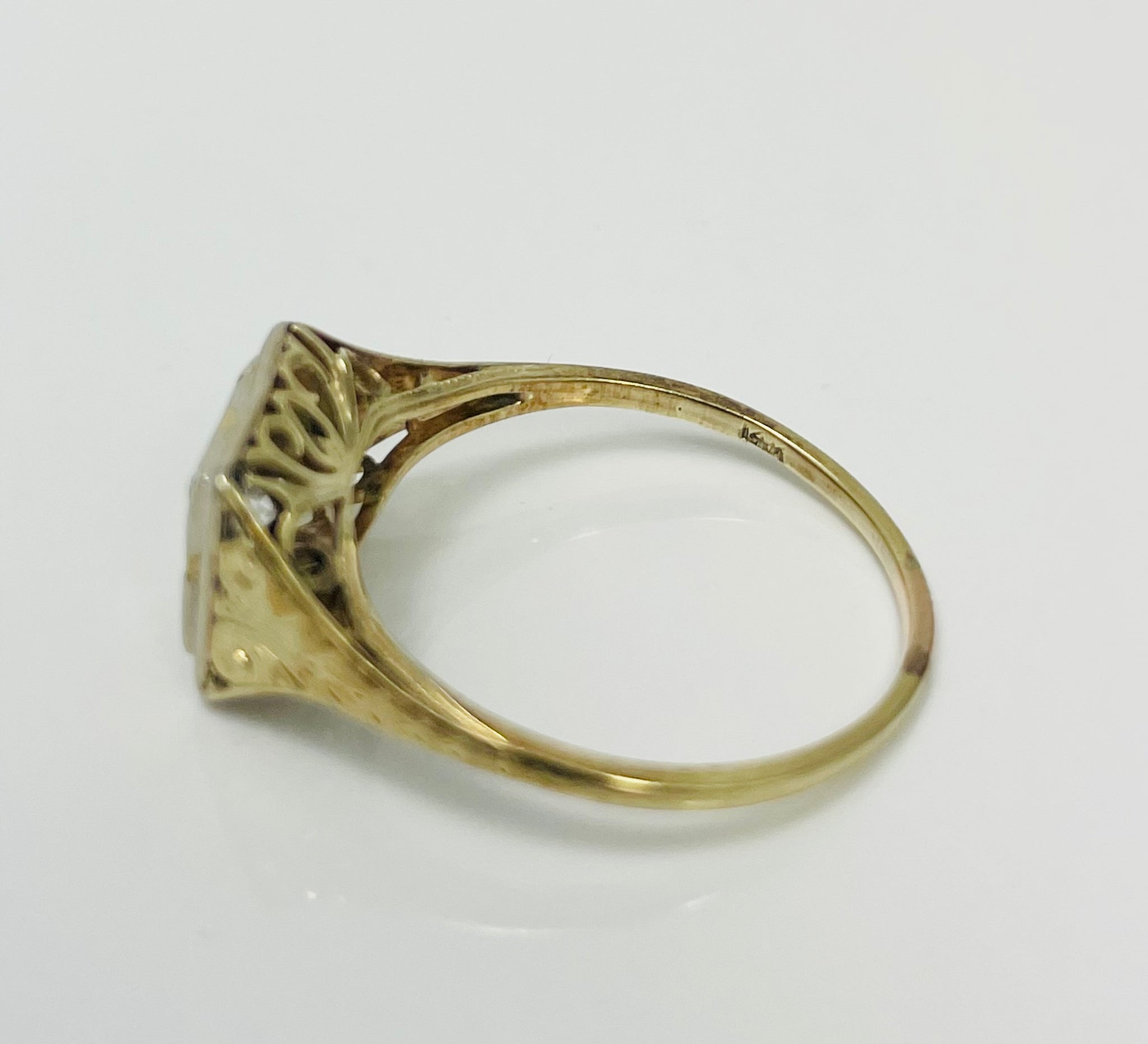 Early 1900s 14k Two Tone Gold European Diamond Engagement Ring