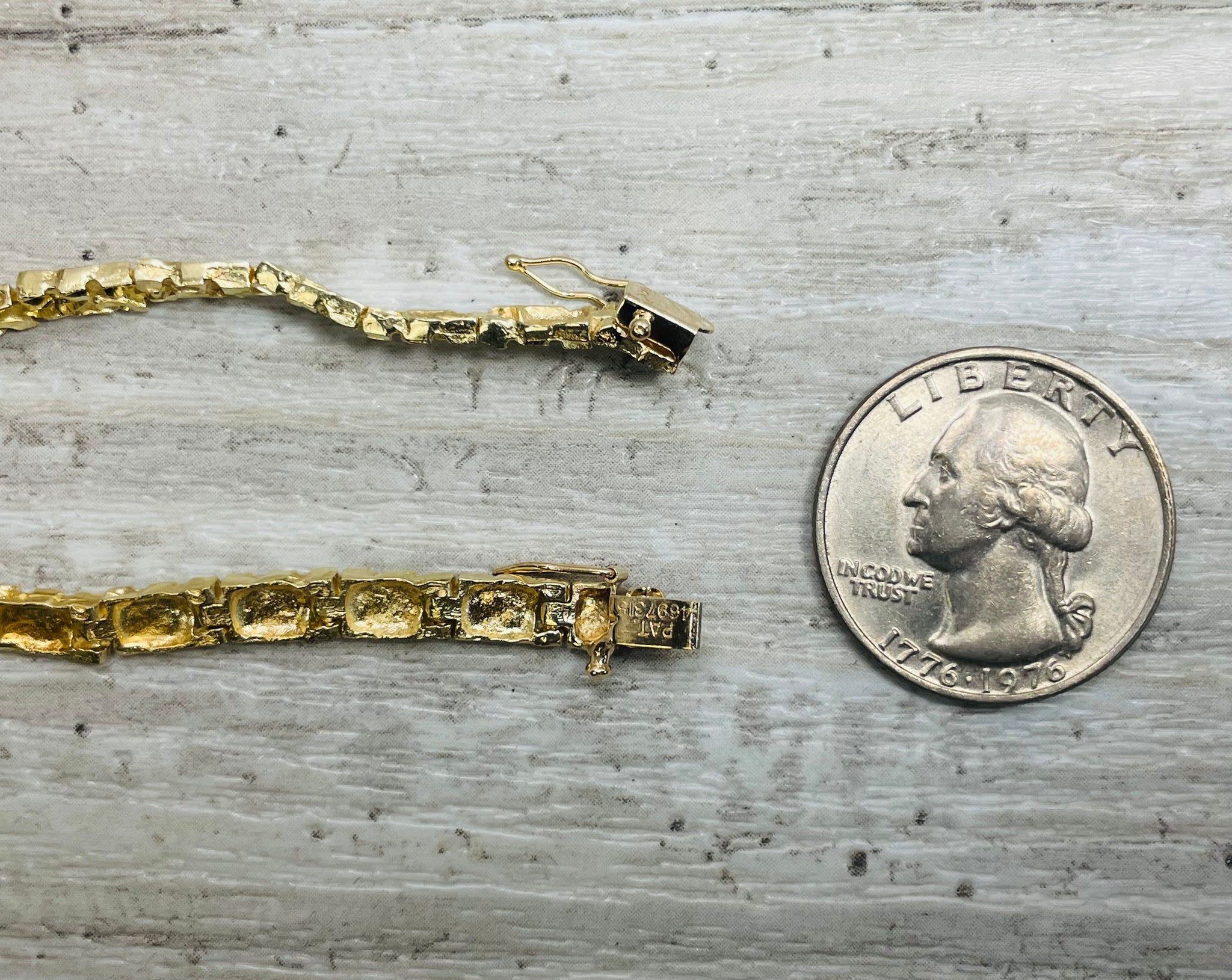8.25" 14k Solid Yellow Gold Nugget Bracelet