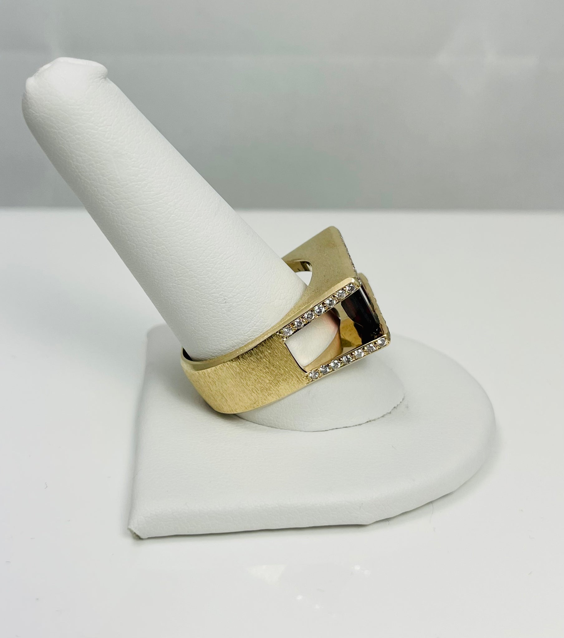 4.30ctw Natural Garnet Diamond 14k Yellow Gold Custom Made Ring