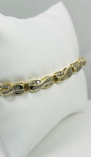 7" 1.50ctw Natural Diamond 10k Gold Bracelet
