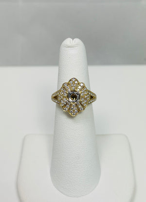 New! 14k Yellow Gold Natural Diamond Ring Mount