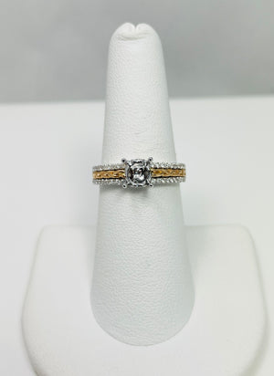 New! 18k Two Tone Gold Natural Diamond Ring Mount