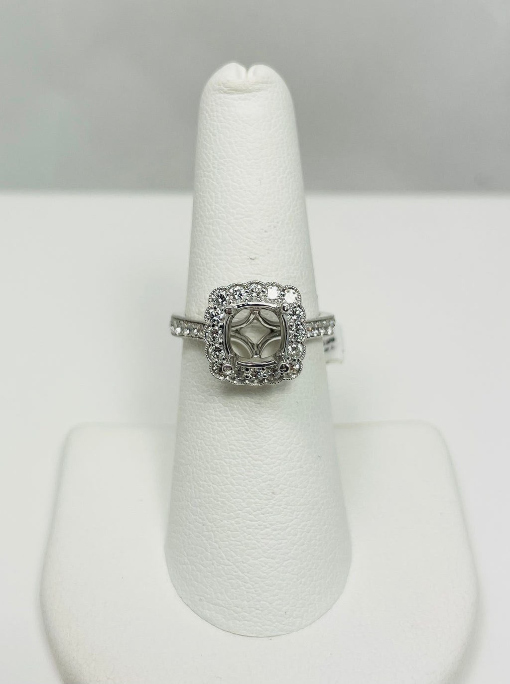 New! Natural Diamond 14k White Gold Ring Mount