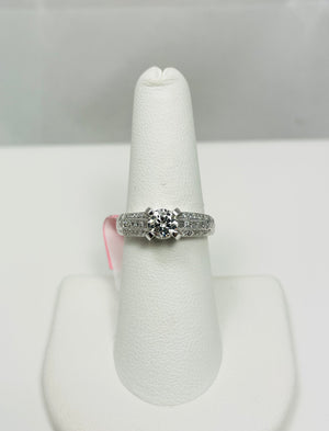 14k White Gold Natural Diamond Engagement Ring