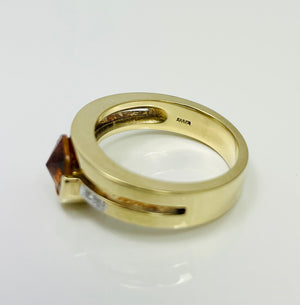 Cool Modern 1ct Citrine Diamond 14k Yellow Gold Ring