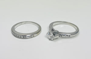 18k White Gold Natural Diamond Engagement Ring Set