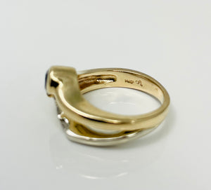 Natural Sapphire Diamond 14k Yellow Gold Ring