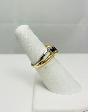 Natural Sapphire Diamond 14k Yellow Gold Ring