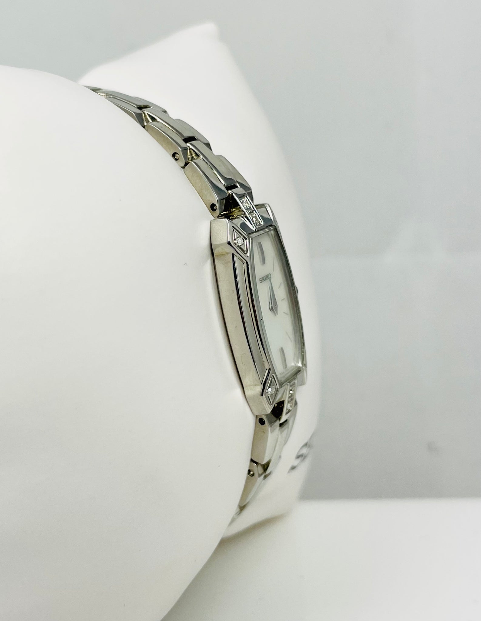 New! $350 Ladies Seiko SZZC59 Stainless Diamond Quartz Watch